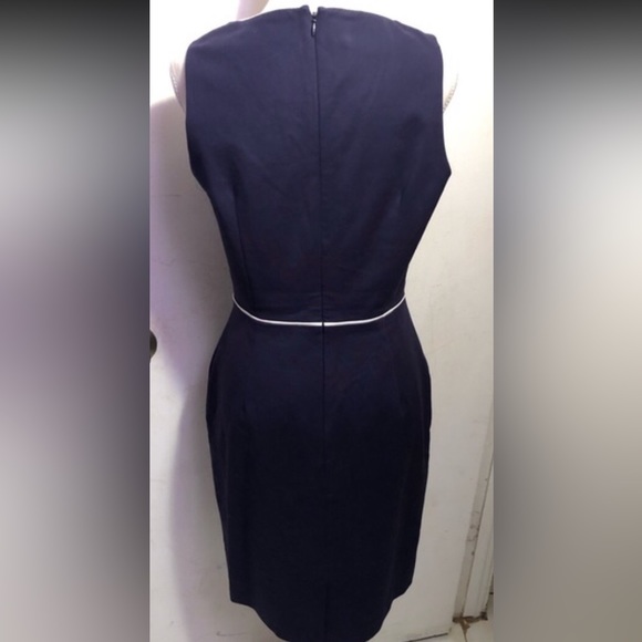 Banana Republic Navy Sleeveless Sheath, Fully lined cotton Dress, Size 06 - Picture 6 of 12